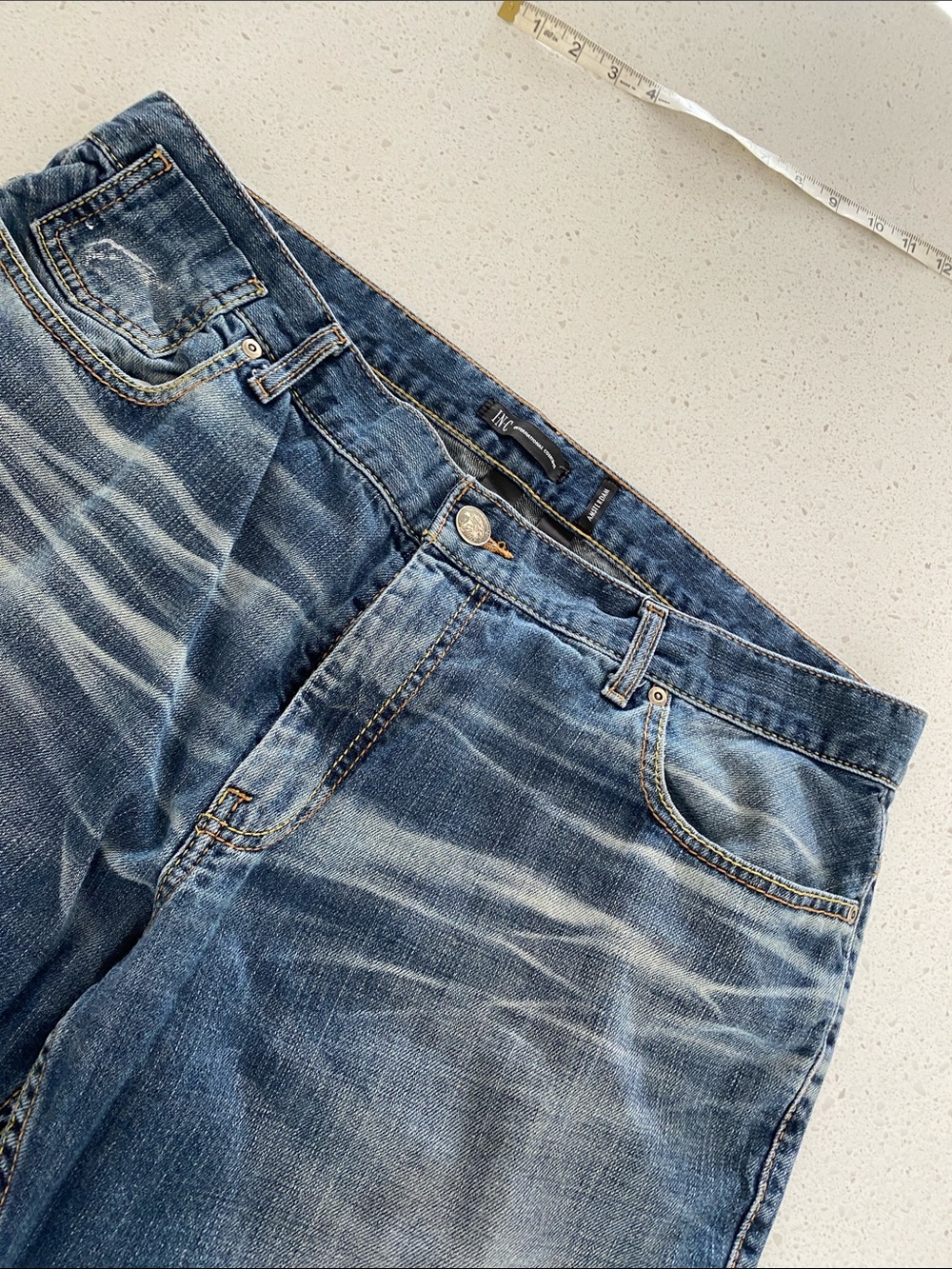 INC International Concepts Blue Faded Distressed Jeans